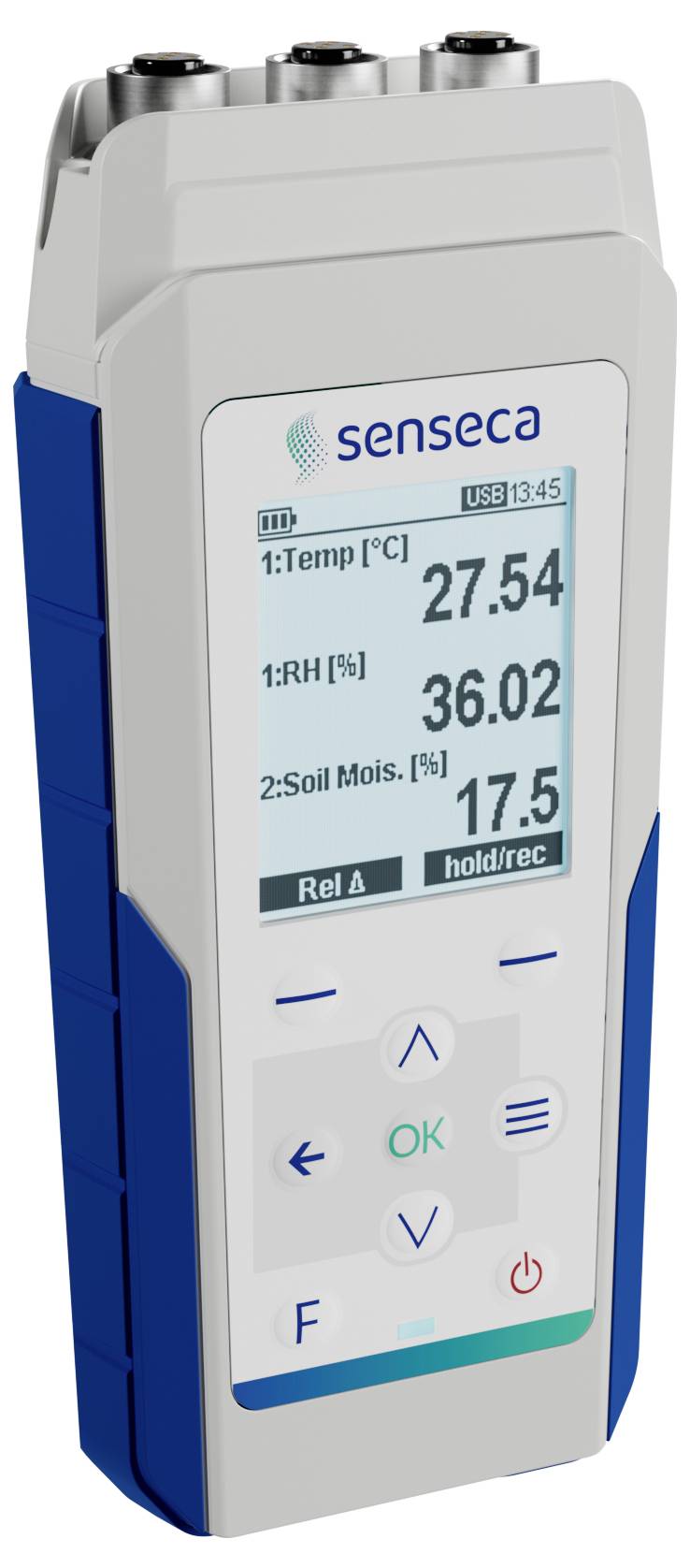 Senseca 486137 PRO D05.3 Multi-Datenlogger Messgröße Temperatur, Luftfeuchtigkeit, Luftdurchsatz, Druck, Beleuchtungsstärke, CO2