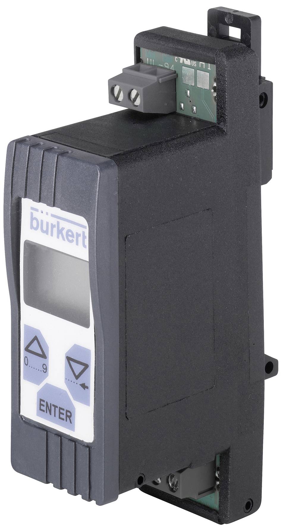 Elektronisches Steuergerät von Bürkert mit Display und Tasten für Steuerungsanwendungen.