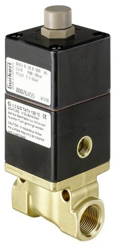 Ein elektrisch gesteuertes Ventil mit Metallgehäuse, Beschriftung auf der Vorderseite, geeignet für Industrieanwendungen in Druckluftsystemen.