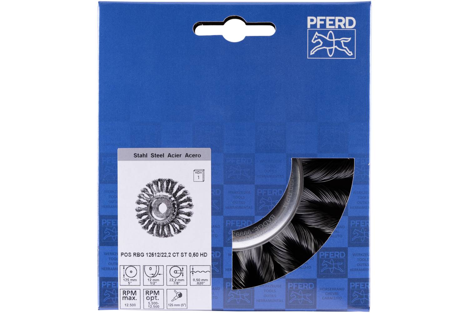PFERD TOOLS POS COMBITWIST Rundbürste gezopft RBG HD Ø 125x12x22,2mm Stahl-Draht-Ø 0,50mm Winkelschleifer POS RBG 12512/22,2 CT
