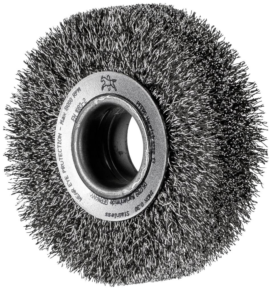 PFERD TOOLS POS Rundbürste breit ungezopft RBU Ø80x20xvariable Bohrung Edelstahl-Draht-Ø0,25 Schleifbock POS RBU 8020/20 INOX