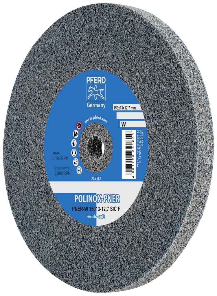 PFERD 47802723 POLINOX verpresstes Vlies-Rad PNER Ø 150x13 mm Bohrung-Ø12,7 mm Weich SIC Fein für