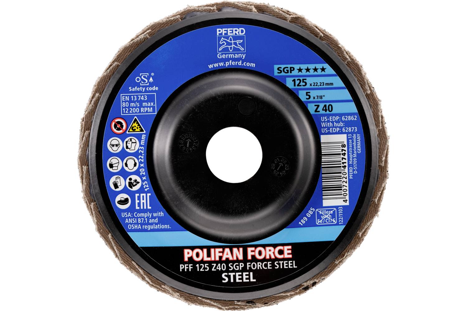 'Scheibenförmiges Schleifwerkzeug mit der Beschriftung 