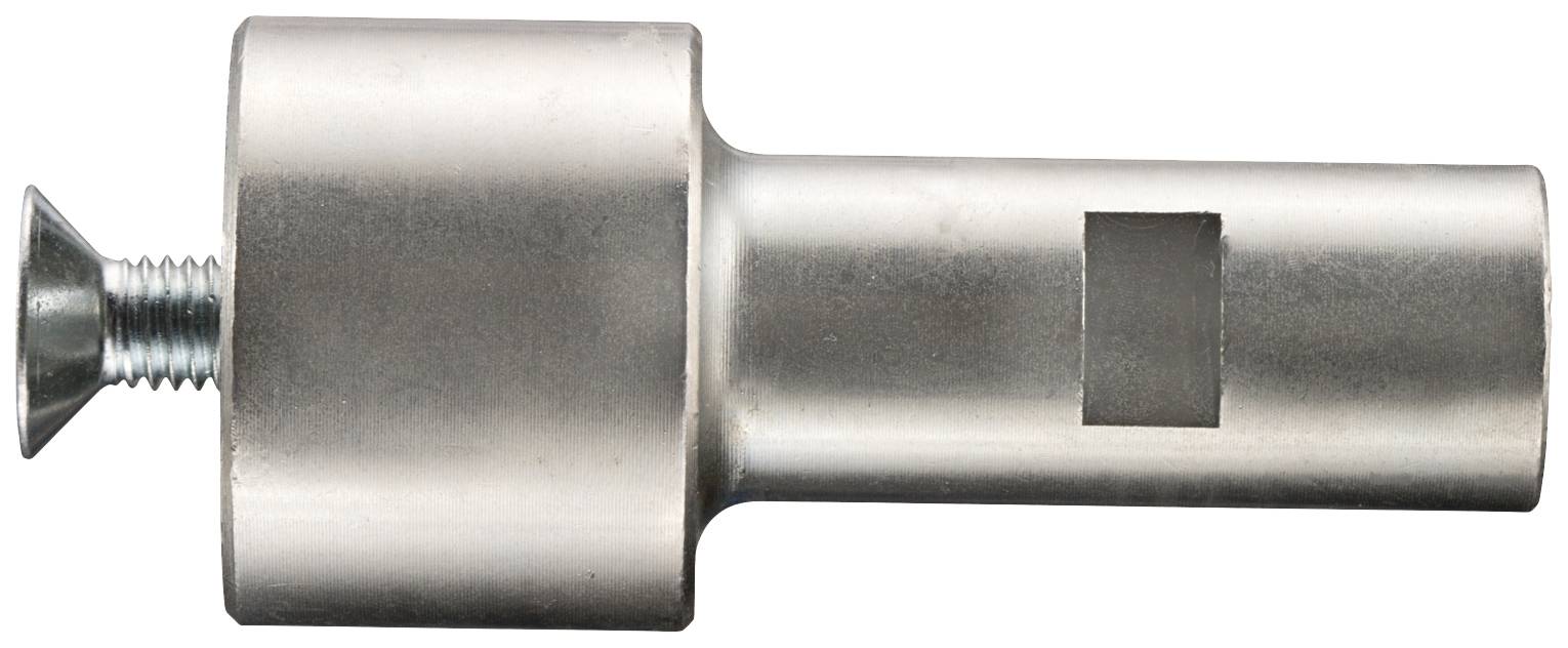 Metallischer Bolzenschneideraufsatz mit einem hervorstehenden Schraubenkopf links; dient zum Schneiden von Stangen oder Bolzen.