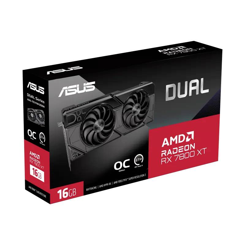 Asus Grafikkarte AMD Radeon RX 7800 XT Dual OC 16GB GDDR6-RAM PCIe x16 HDMI®, DisplayPort