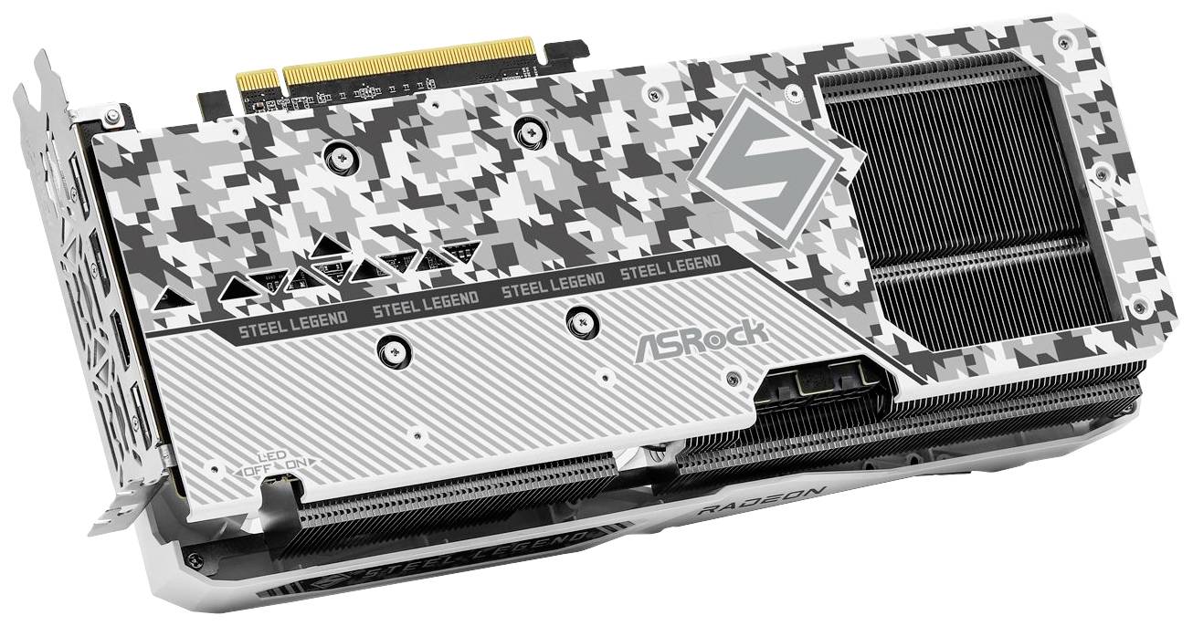 ASRock Grafikkarte AMD Radeon RX 7600 XT Steel Legend OC 16 GB GDDR6-RAM PCIe x16 HDMI®, DisplayPort RGB Beleuchtung, Übertaktet / Overclocked