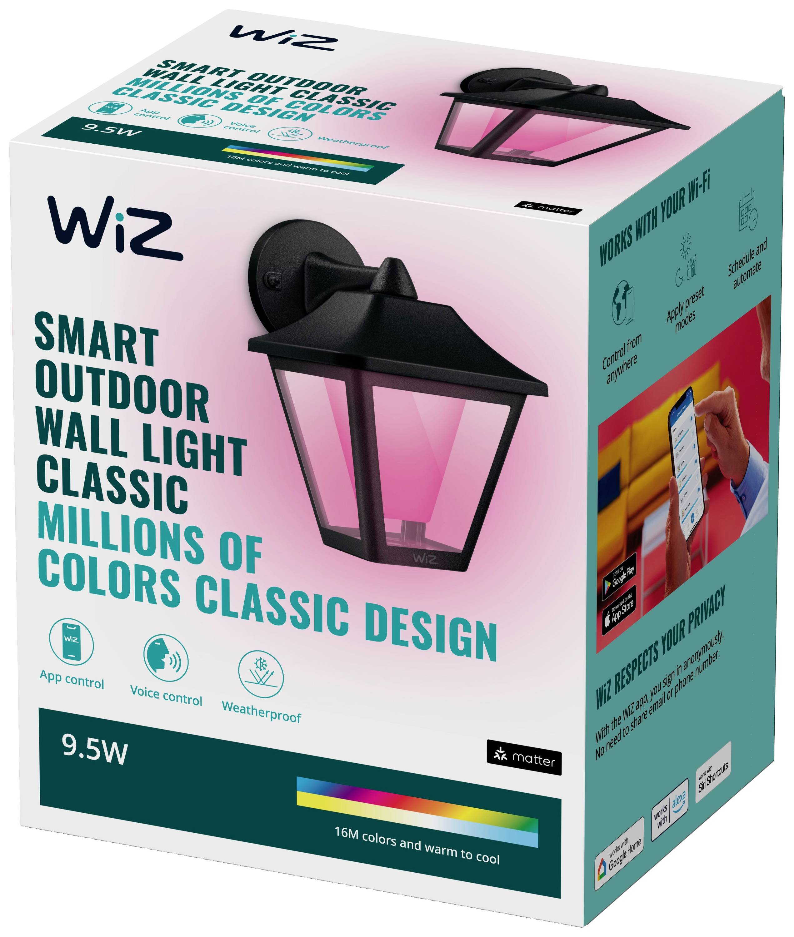 WiZ LED-Außenwandleuchte Tunable White & Color 9.5 W RGBW