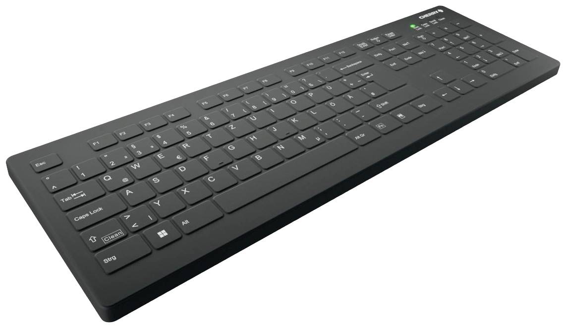 CHERRY Active KEY MTA AK-C8112 Wireless Funk Tastatur Deutsch, QWERTZ Schwarz Ergonomisch, Geräuscharme Tasten, Geeignet f. Wischdesinfektion nach