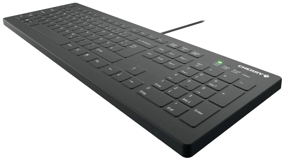 CHERRY Active KEY MTA AK-C8112 Corded Kabelgebunden Tastatur Deutsch, QWERTZ Schwarz Ergonomisch, Geräuscharme Tasten, Silikonmembran vollversiegelt