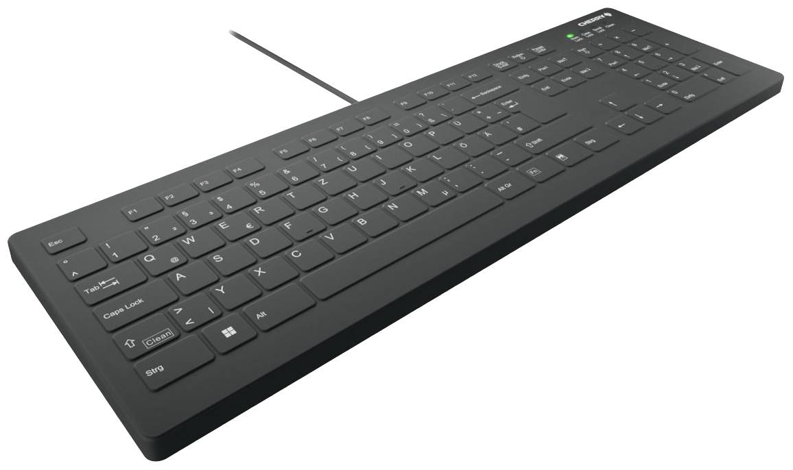 CHERRY Active KEY MTA AK-C8112 Corded Kabelgebunden Tastatur Deutsch, QWERTZ Schwarz Ergonomisch, Geräuscharme Tasten, Silikonmembran vollversiegelt