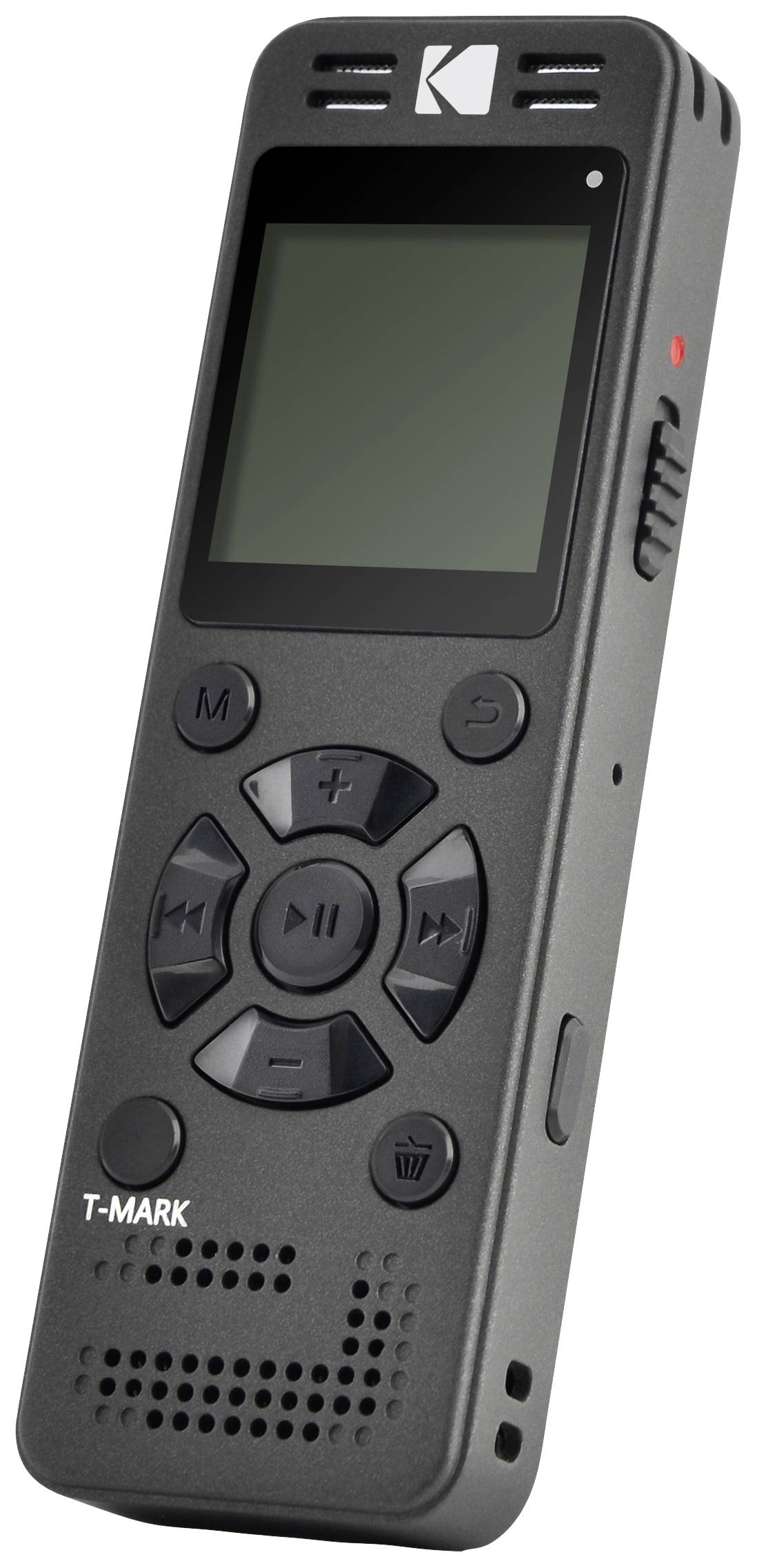 Tragbarer digitaler Audiorecorder mit mehreren Steuertasten, Display und Mikrofon. Geeignet für Sprachaufnahmen.