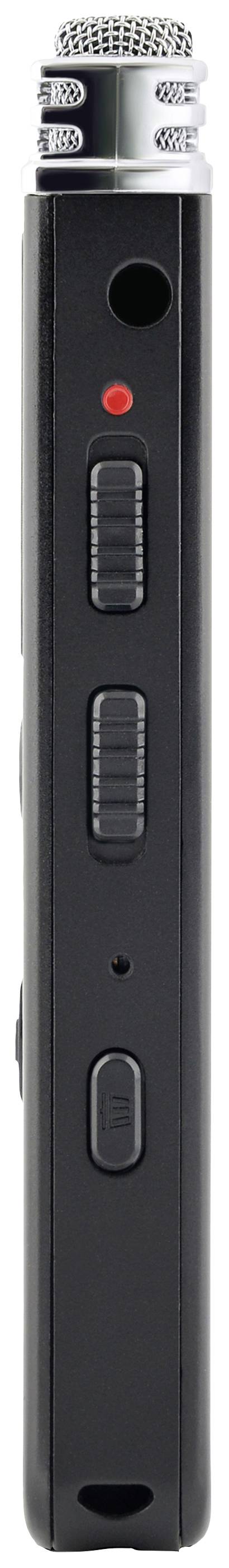 Diktiergerät mit seitlichen Tasten und Mikrofon oben sichtbar.