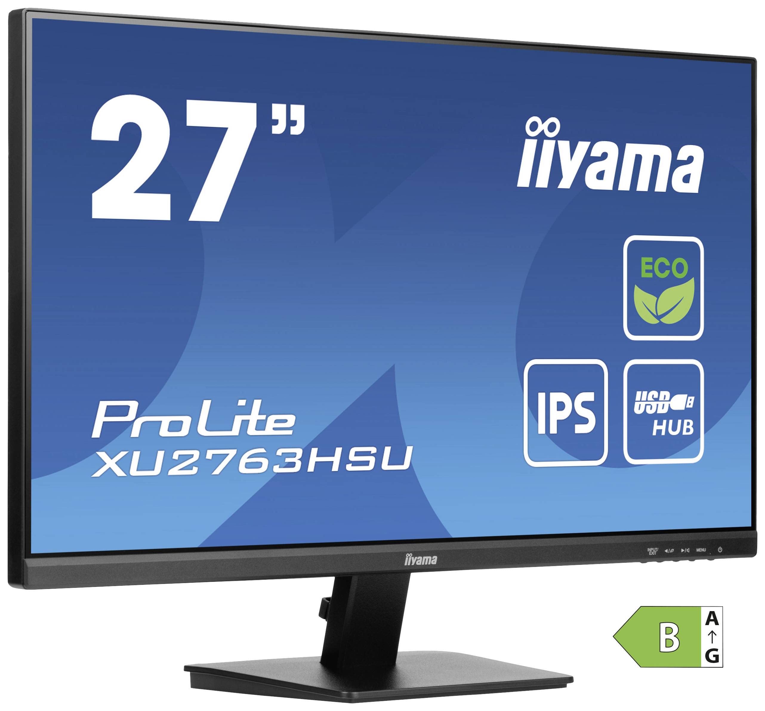 Iiyama ProLite XU2763HSU-B1 LED-Monitor EEK B (A - G) 68.6 cm (27 Zoll) 1920 x 1080 Pixel 16:9 3 ms HDMI®, DisplayPort, Kopfhörer (3.5 mm Klinke)