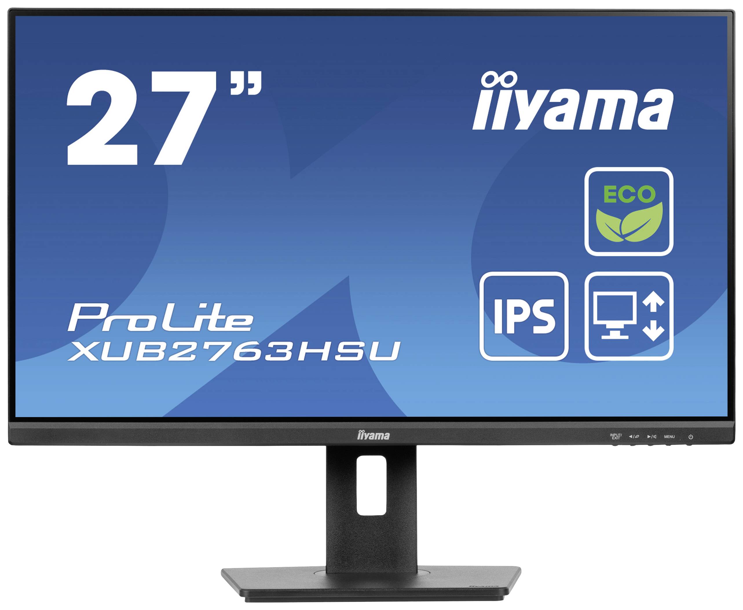 Iiyama ProLite XU2763HSU-B1 LED-Monitor EEK B (A - G) 68.6 cm (27 Zoll) 1920 x 1080 Pixel 16:9 3 ms HDMI®, DisplayPort, Kopfhörer (3.5 mm Klinke)