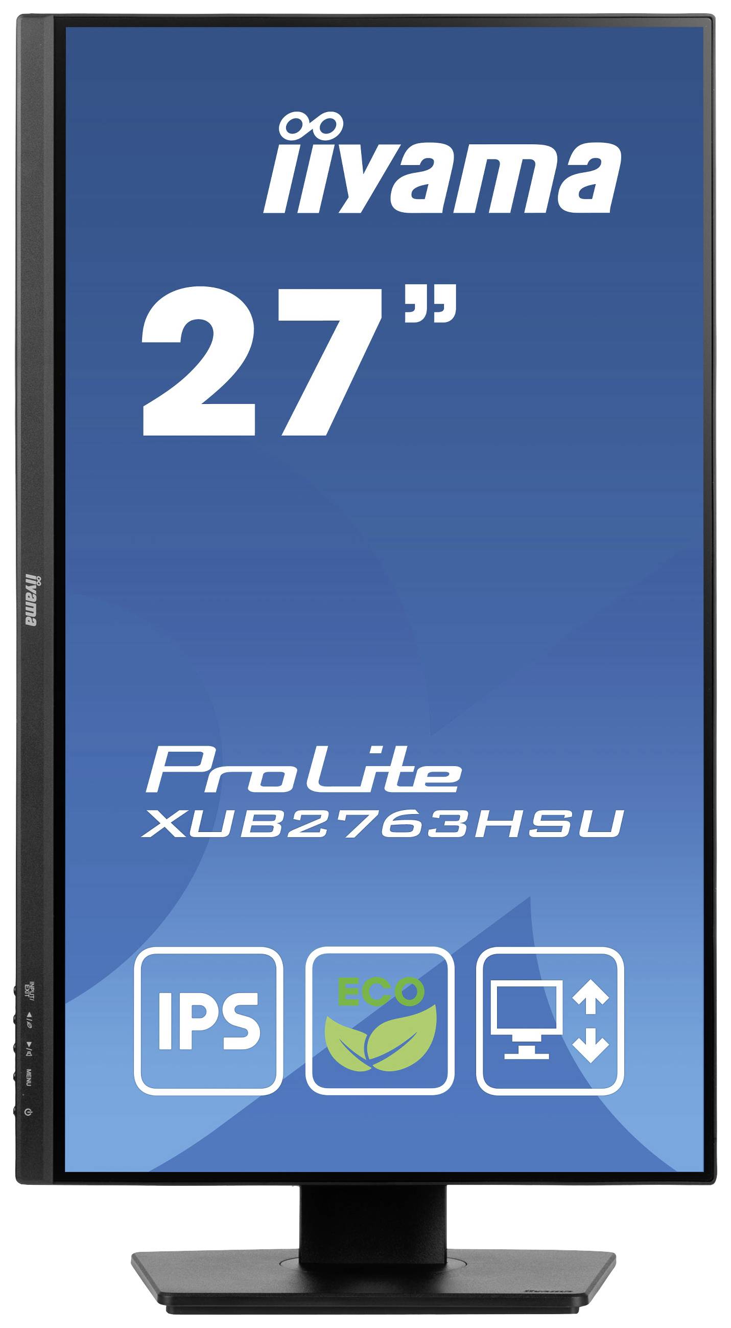 Iiyama ProLite XU2763HSU-B1 LED-Monitor EEK B (A - G) 68.6 cm (27 Zoll) 1920 x 1080 Pixel 16:9 3 ms HDMI®, DisplayPort, Kopfhörer (3.5 mm Klinke)