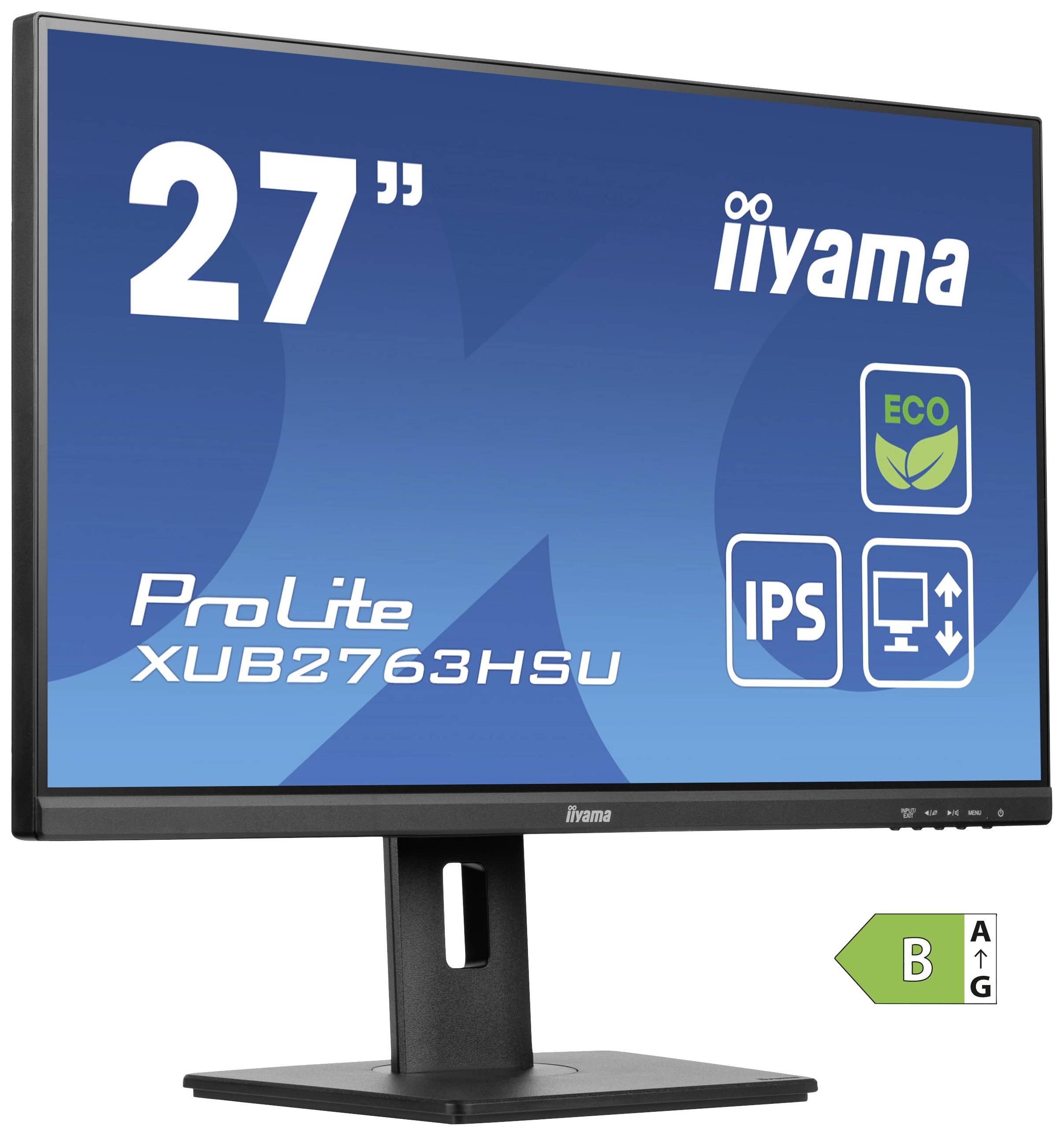 Iiyama ProLite XU2763HSU-B1 LED-Monitor EEK B (A - G) 68.6 cm (27 Zoll) 1920 x 1080 Pixel 16:9 3 ms HDMI®, DisplayPort, Kopfhörer (3.5 mm Klinke)