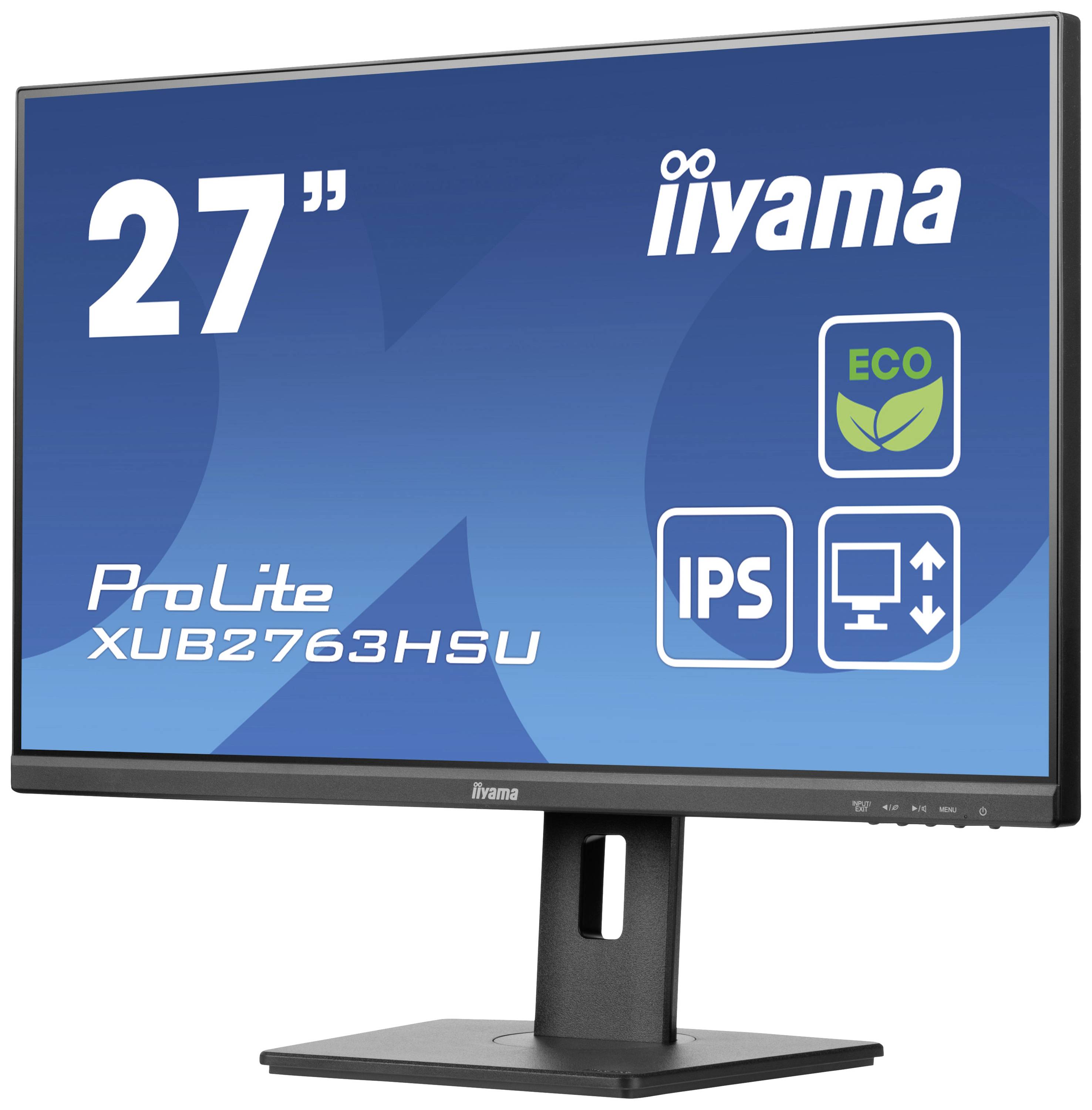Iiyama ProLite XU2763HSU-B1 LED-Monitor EEK B (A - G) 68.6 cm (27 Zoll) 1920 x 1080 Pixel 16:9 3 ms HDMI®, DisplayPort, Kopfhörer (3.5 mm Klinke)