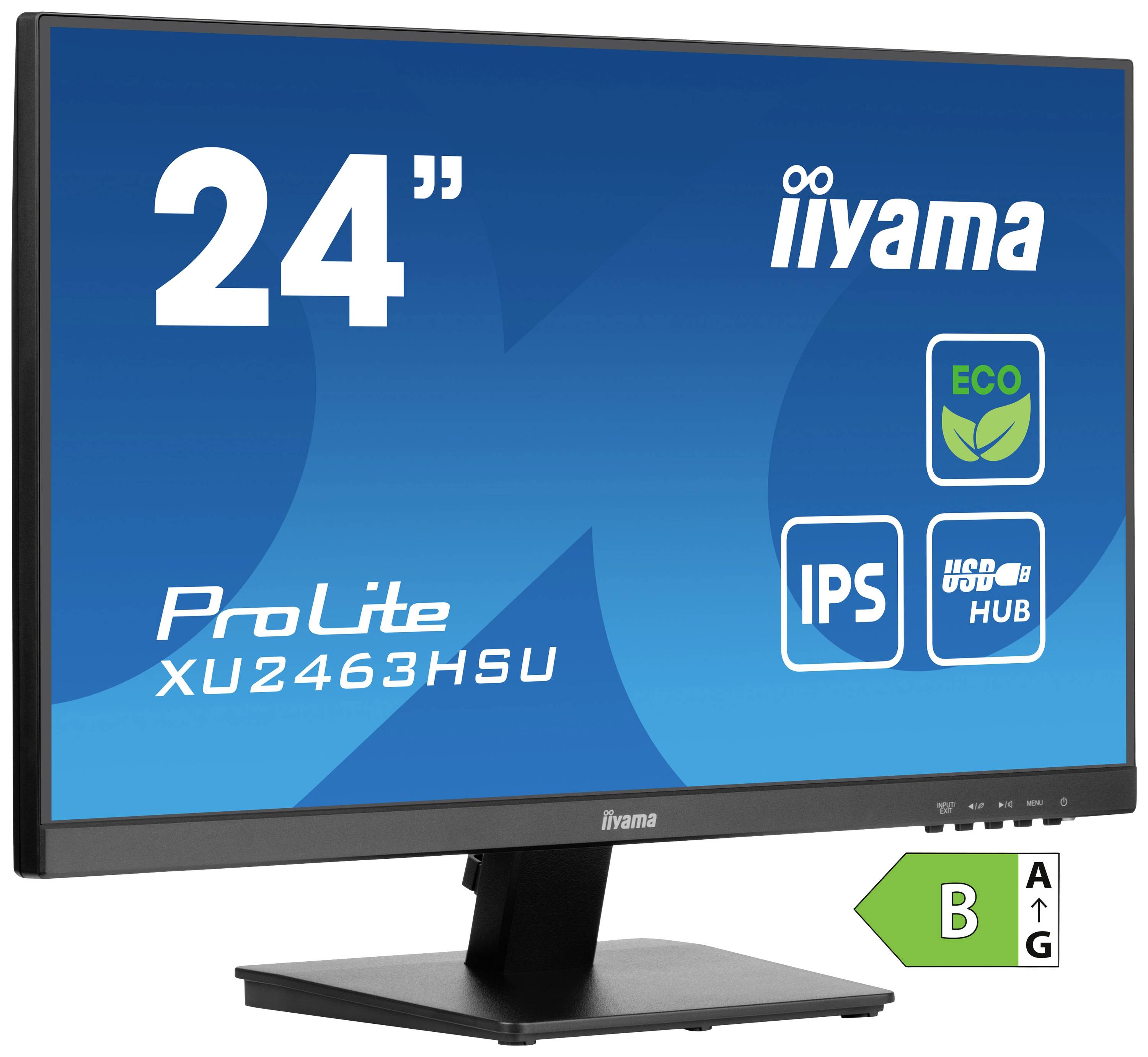 Iiyama ProLite XU2463HSU-B1 LED-Monitor EEK B (A - G) 60.5 cm (23.8 Zoll) 1920 x 1080 Pixel 16:9 3 ms HDMI®, DisplayPort, Kopfhörer (3.5 mm Klinke)
