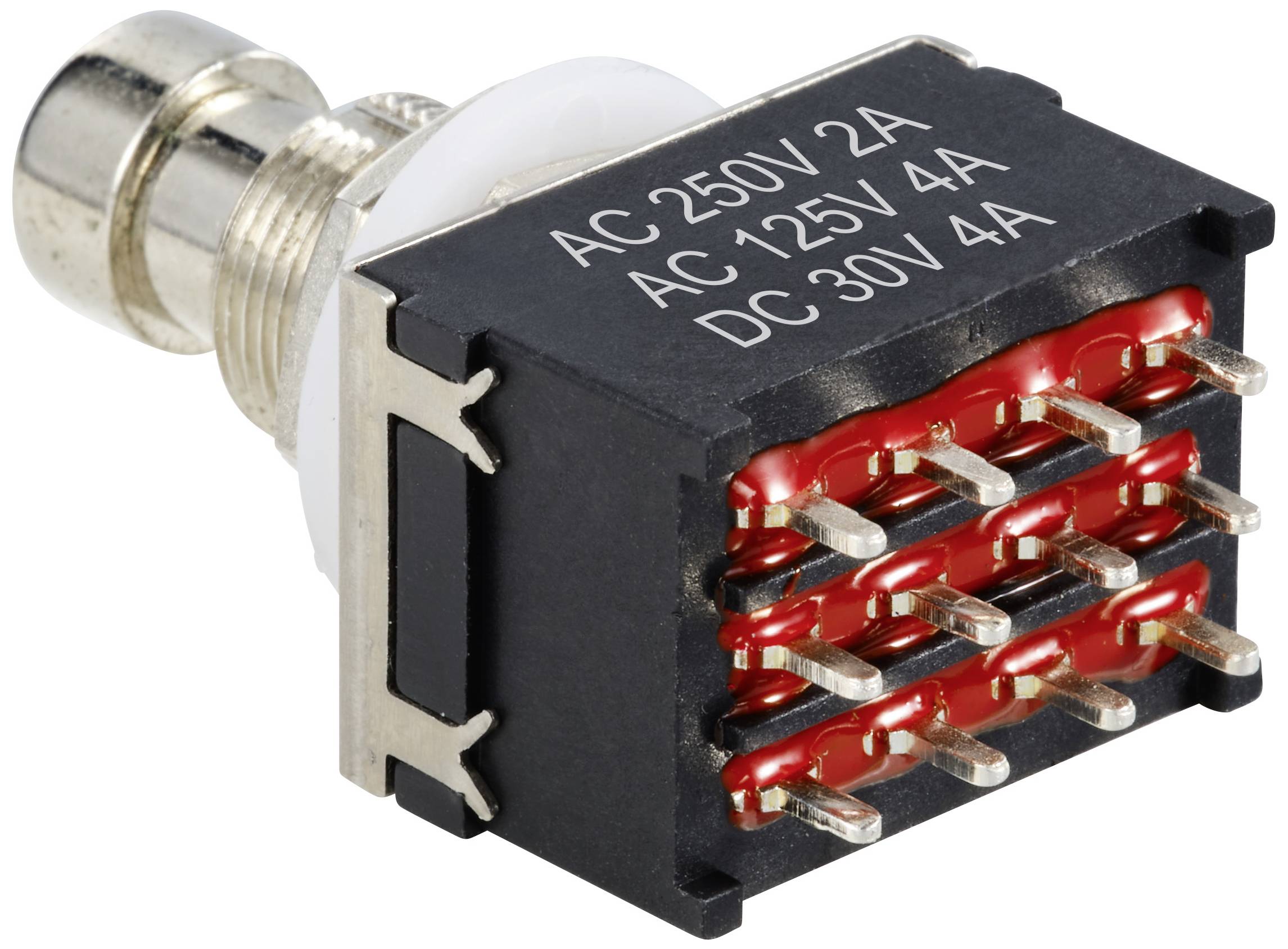 TRU COMPONENTS TC-12193716 Druckschalter 4P2T mit geradem Stift Schaltstrom (max.): 4A 1St.