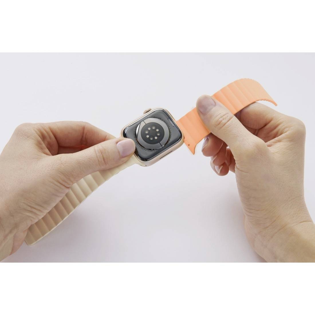 Hama Fantastic Feel Armband mit Magnetverschluss 38 mm, 40 mm, 41mm Orange, Beige Watch Series 1, Watch Series 2, Watch Series