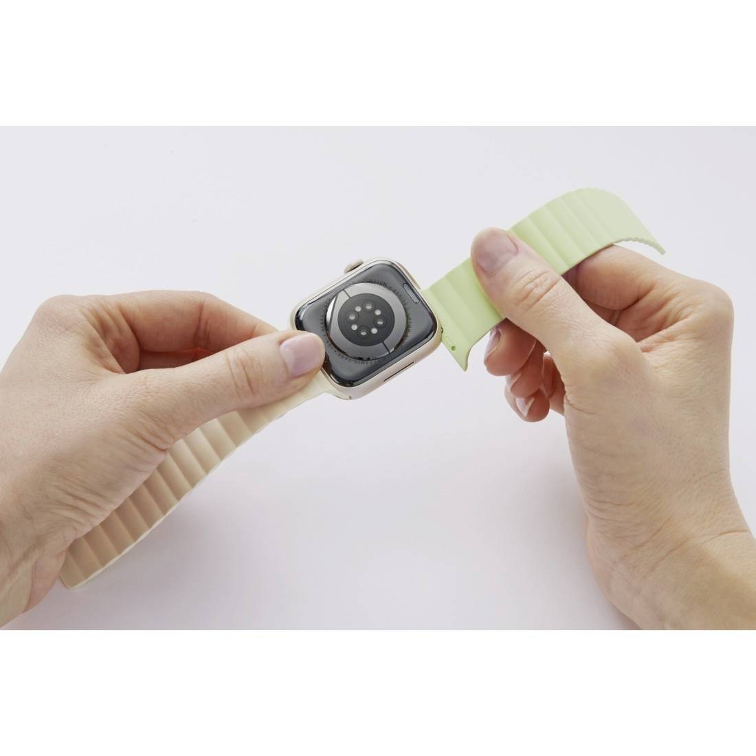 Hama Fantastic Feel Armband mit Magnetverschluss 42 mm, 44 mm, 45 mm, 49mm Grün, Beige Watch Series 1, Watch Series 2, Watch