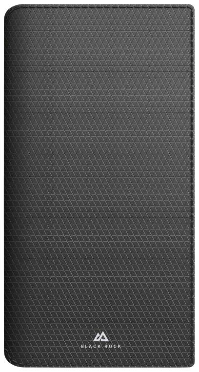 Schwarzes, strukturiertes Smartphone-Case mit dezentem geometrischem Muster und kleinem 'Black Rock'-Logo unten.