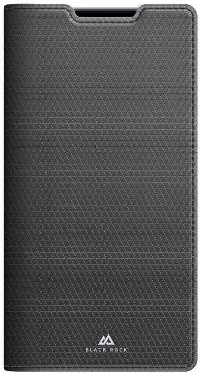 Schwarze Handyhülle mit geometrischem Muster, vertikal ausgerichtet. Unten ist das Logo 'Black Rock' sichtbar.