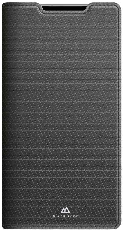 Schwarze, strukturierte Smartphone-Hülle mit kleinem Logo unten. Schützt das Gerät und bietet einen eleganten, funktionalen Stil.