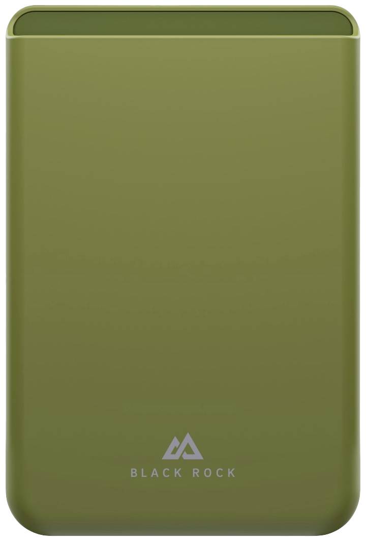 Grünes, rechteckiges Objekt mit abgerundeten Ecken und dem Logo 'Black Rock' in Weiß unten.