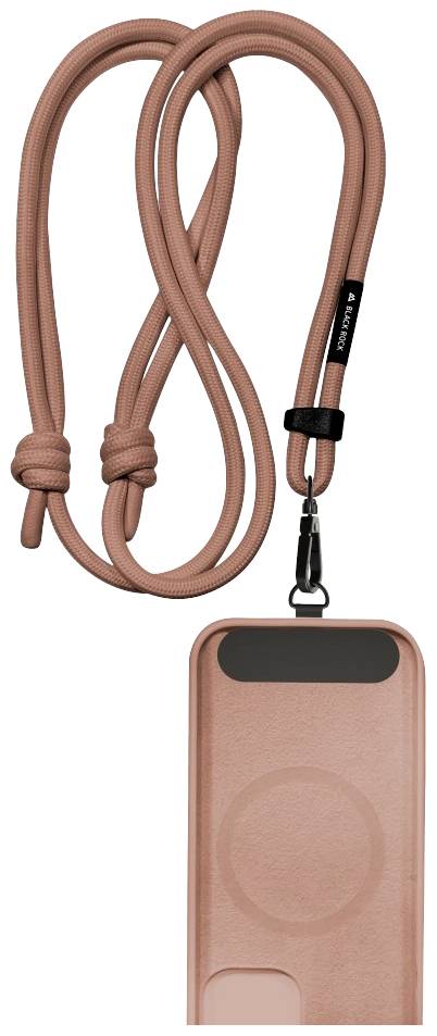 Rosa Handykordel mit Hülle und Karabinerhaken. Ideal für das Tragen eines Smartphones um den Hals.