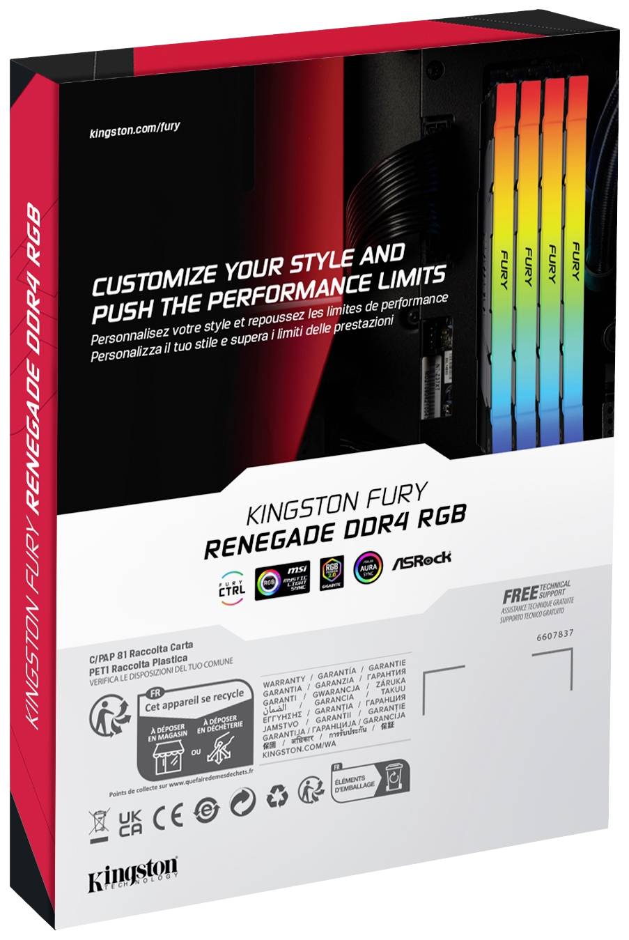 Kingston FURY Renegade RGB PC-Arbeitsspeicher Kit DDR4 32 GB 2 x 16 GB Non-ECC 3200 MHz 288pin DIMM CL16 KF432C16RB12AK2/32