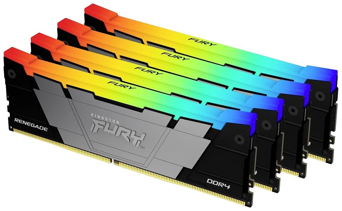 Kingston FURY Renegade RGB PC-Arbeitsspeicher Kit DDR4 256 GB 4 x 64 GB Non-ECC 3200 MHz 288pin DIMM CL16 KF432C16RB2AK4/128