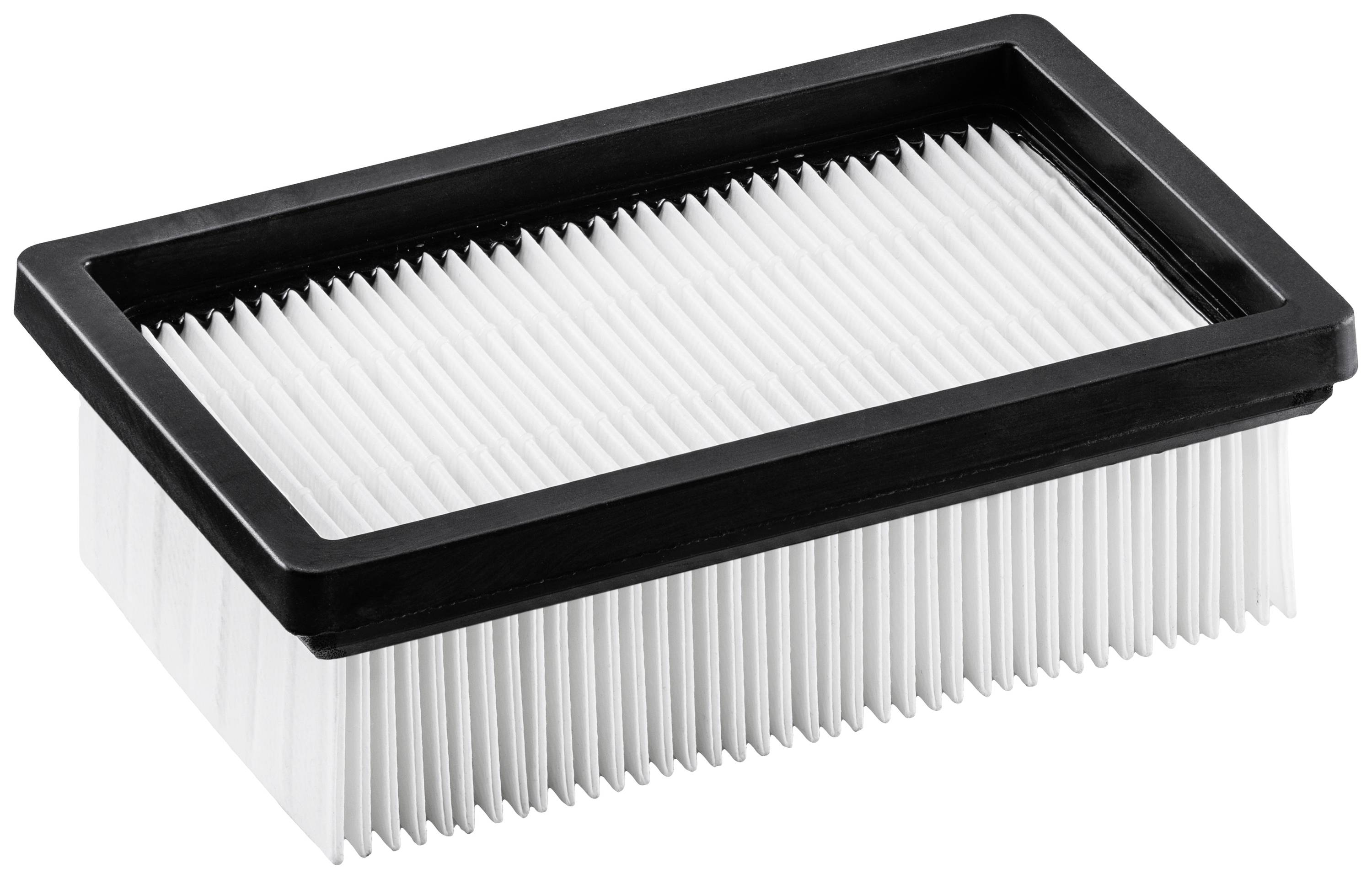 Rechteckiger HEPA-Filter mit schwarzem Rahmen, genutzt zur effizienten Luftreinigung durch Abfangen kleiner Partikel und Allergene.