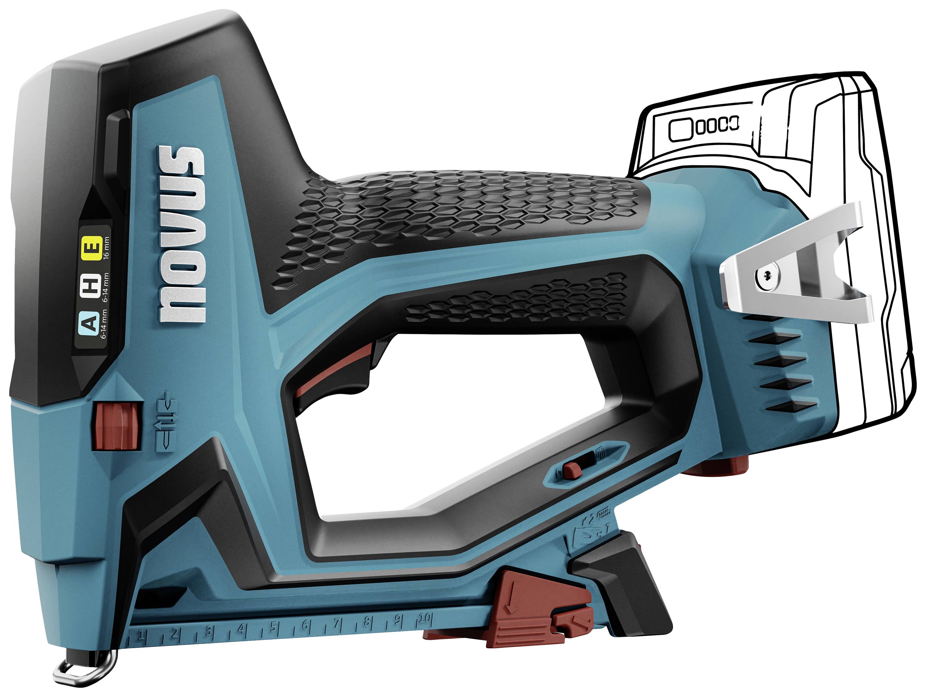 Novus Tools J-550 031-0363 Akkutacker Klammernlänge 6 - 14 mm ohne Akku, ohne Ladegerät