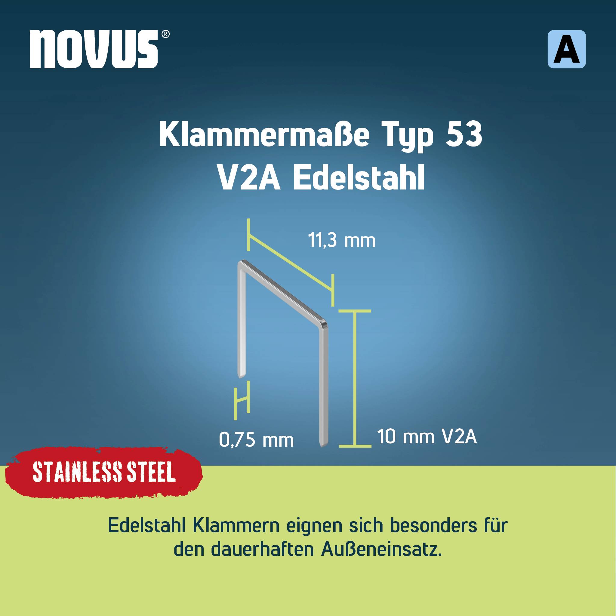 Novus Tools 042-0779 Feindrahtklammern Typ 53 800 St. Abmessungen (L x B) 10mm x 11.3mm