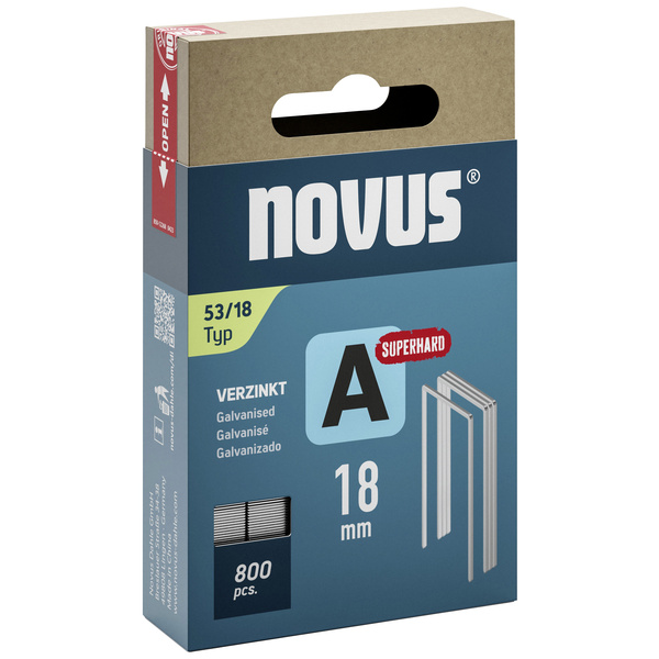Novus Tools Feindrahtklammern A Typ 53 18mm super hard 800 St. 042-0782 Abmessungen (L x B) 18 mm x