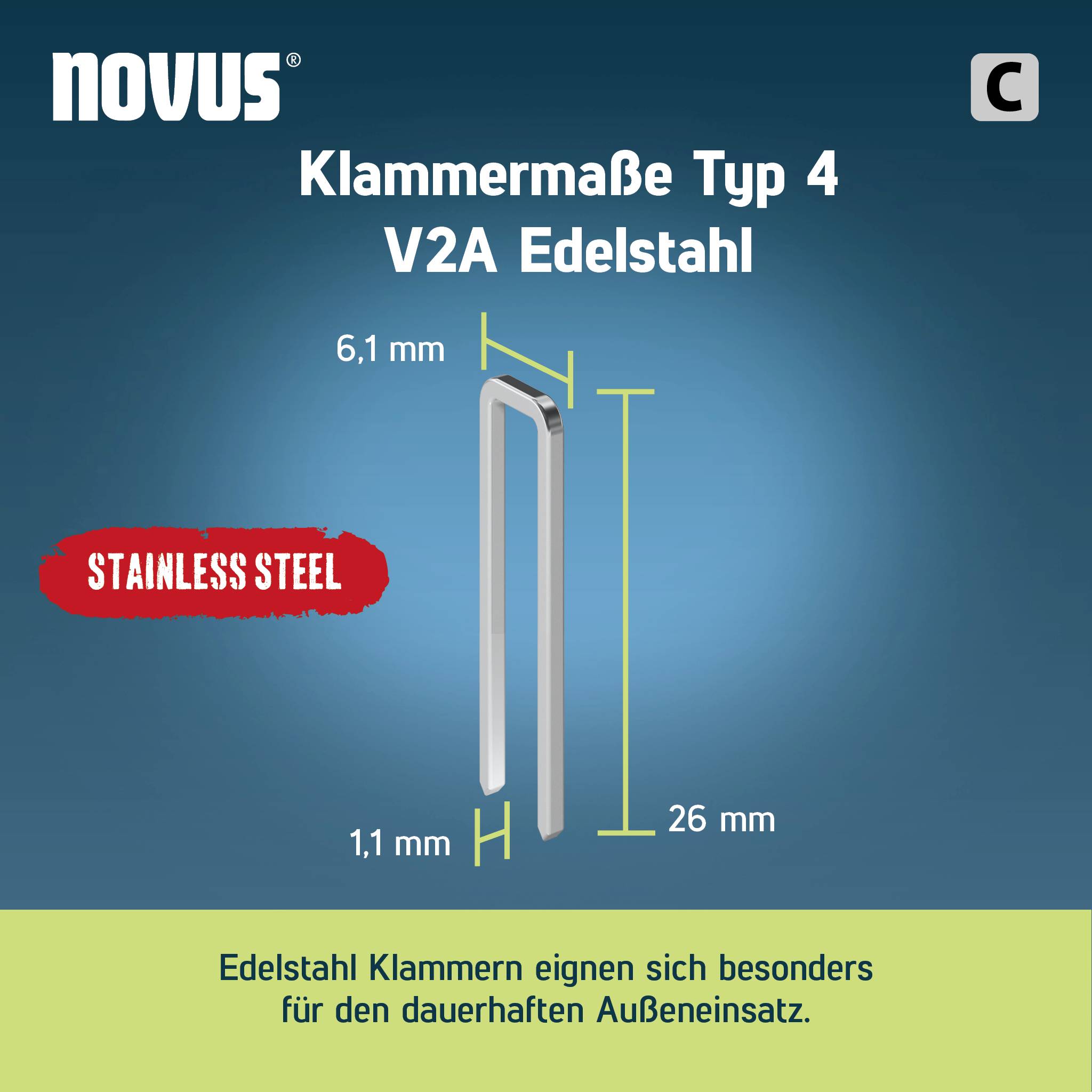 Novus Tools 042-0800 Schmalrückenklammern Typ 4 1000 St. Abmessungen (L x B) 12mm x 6.1mm