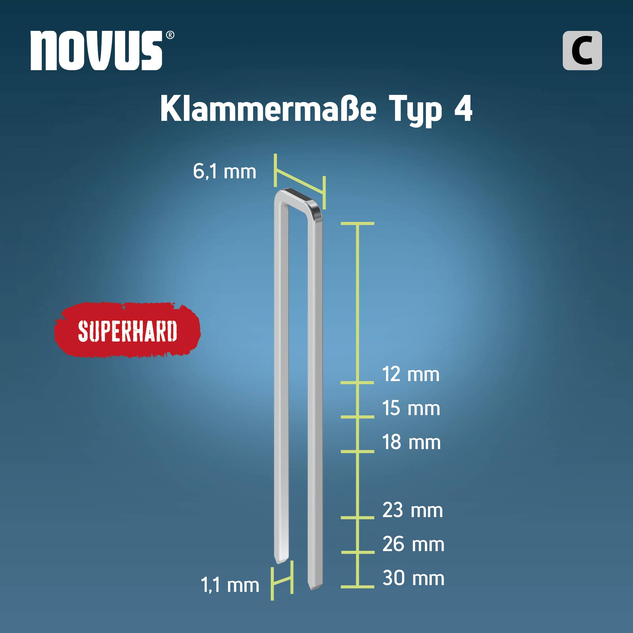 Novus Tools 042-0806 Schmalrückenklammern Typ 4 1000 St. Abmessungen (L x B) 30 mm x 6.1 mm
