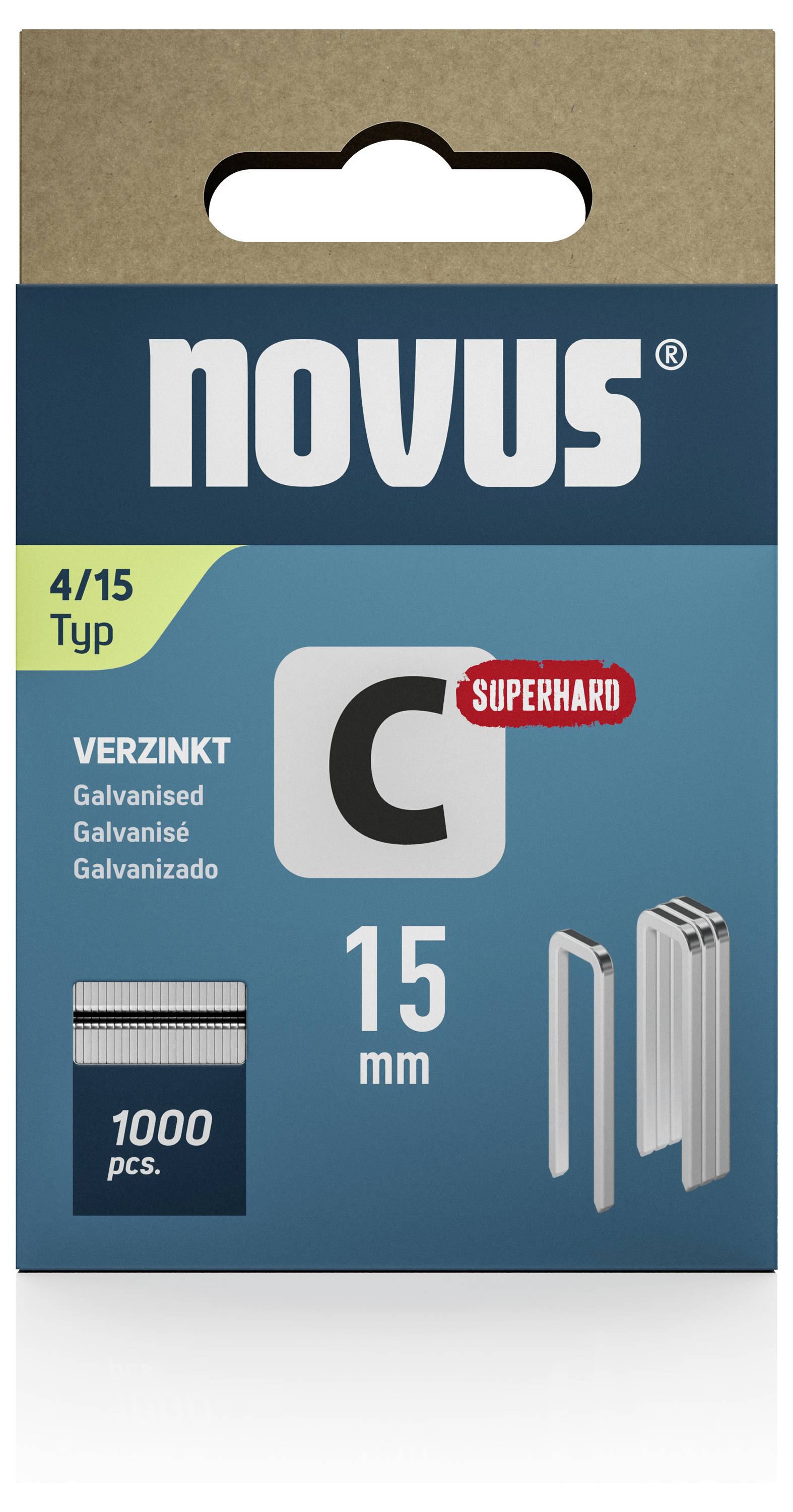 Novus Tools 042-0801 Schmalrückenklammern Typ 4 1000 St. Abmessungen (L x B) 15 mm x 6.1 mm