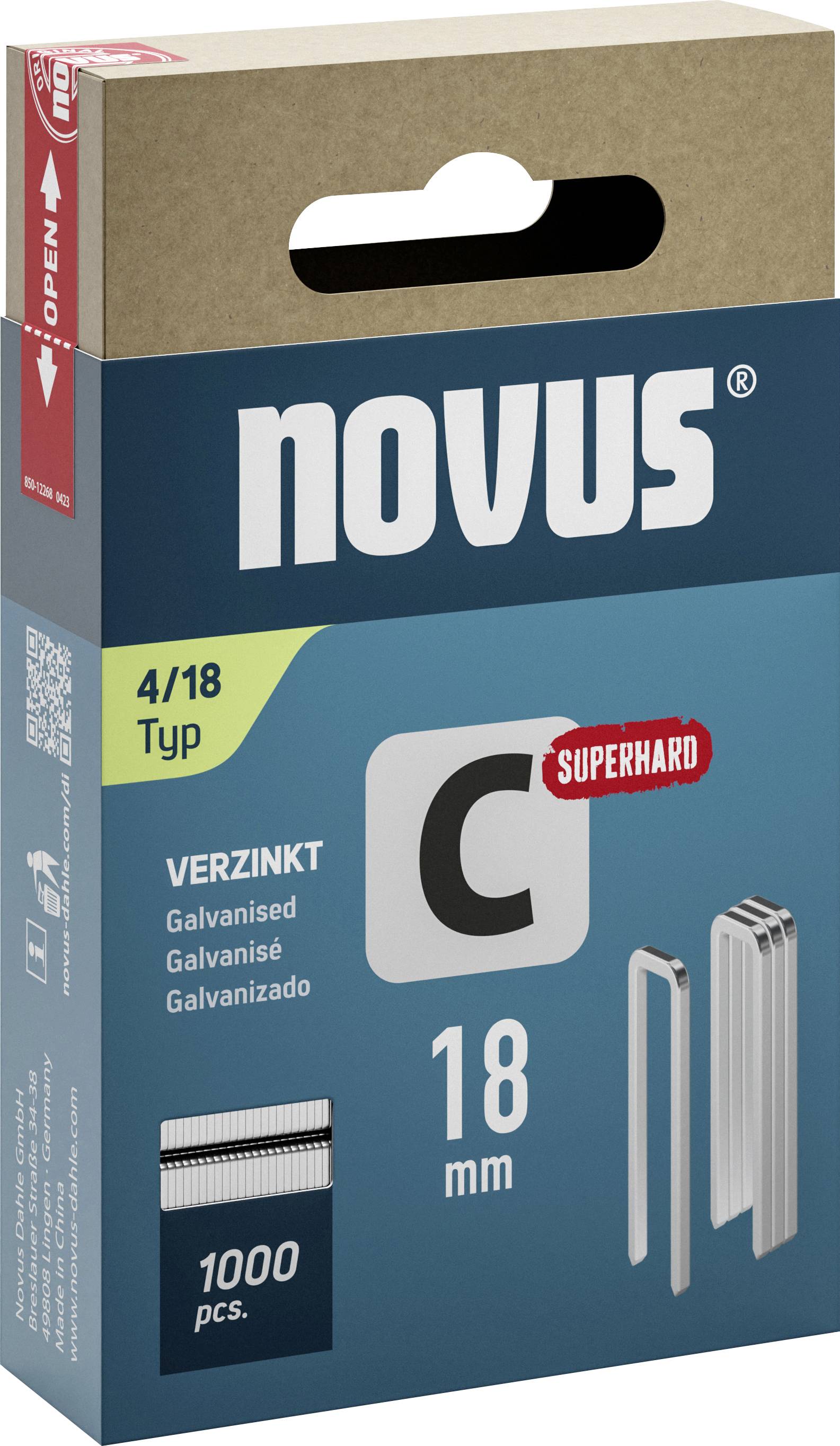 Novus Tools 042-0802 Schmalrückenklammern Typ 4 1000 St. Abmessungen (L x B) 18 mm x 6.1 mm