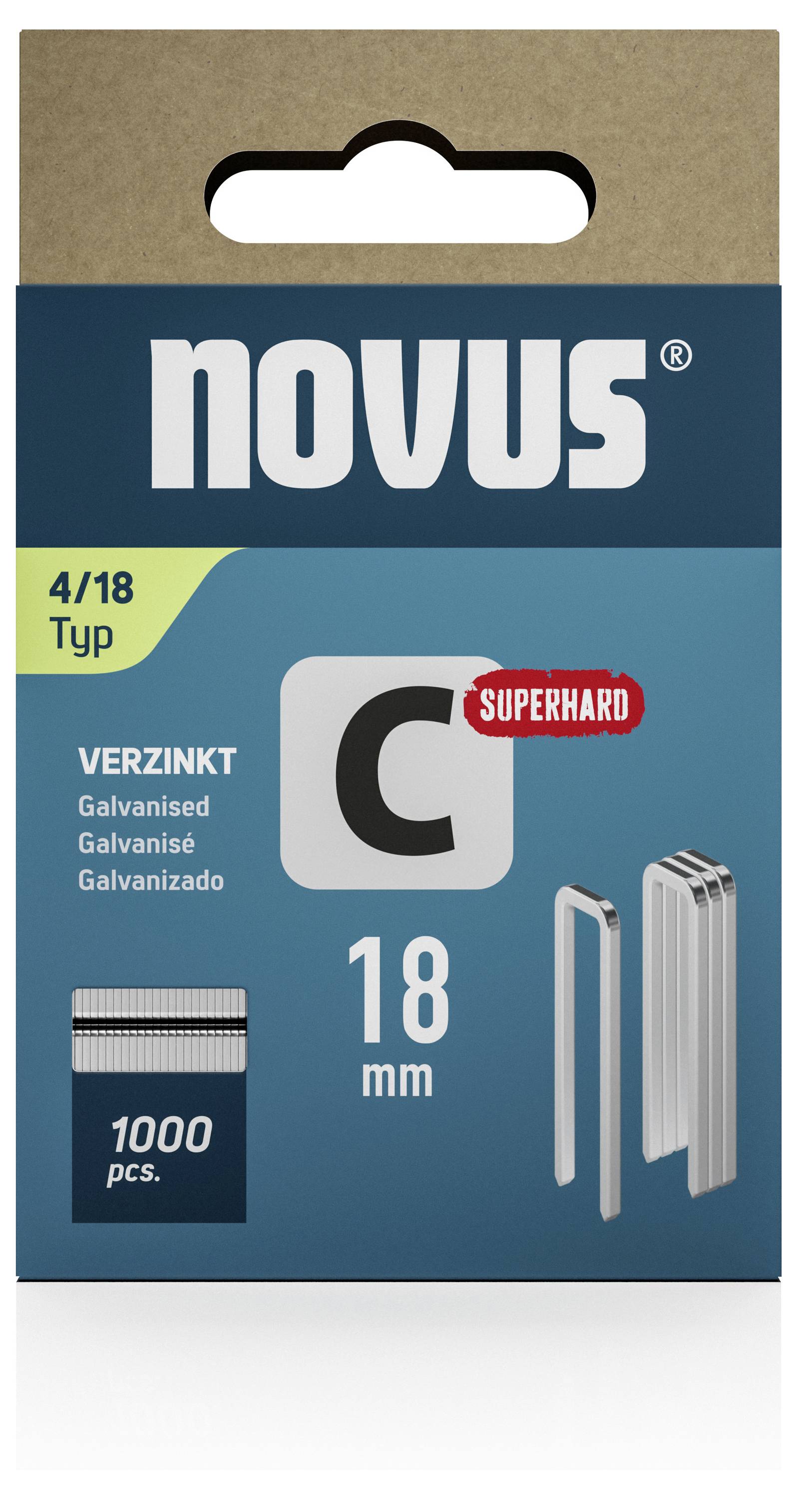 Novus Tools 042-0802 Schmalrückenklammern Typ 4 1000 St. Abmessungen (L x B) 18mm x 6.1mm