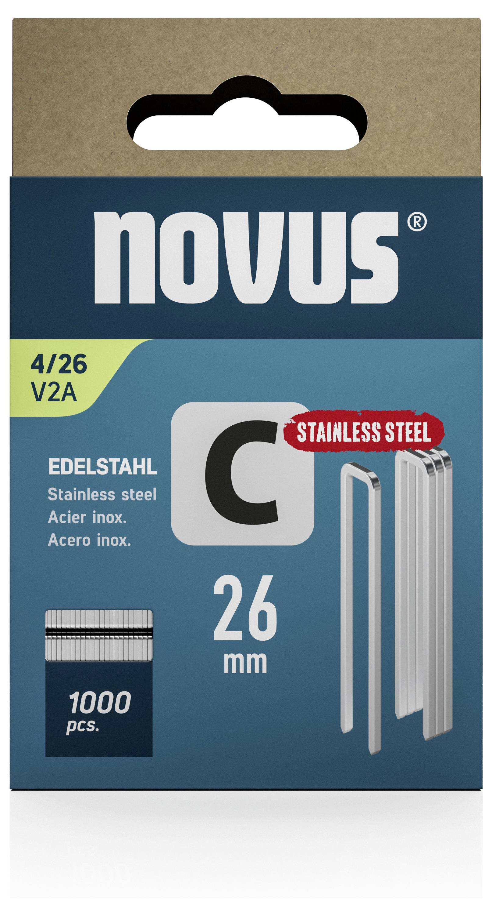 Novus Tools 042-0805 Schmalrückenklammern Typ 4 1000 St. Abmessungen (L x B) 26mm x 6.1mm