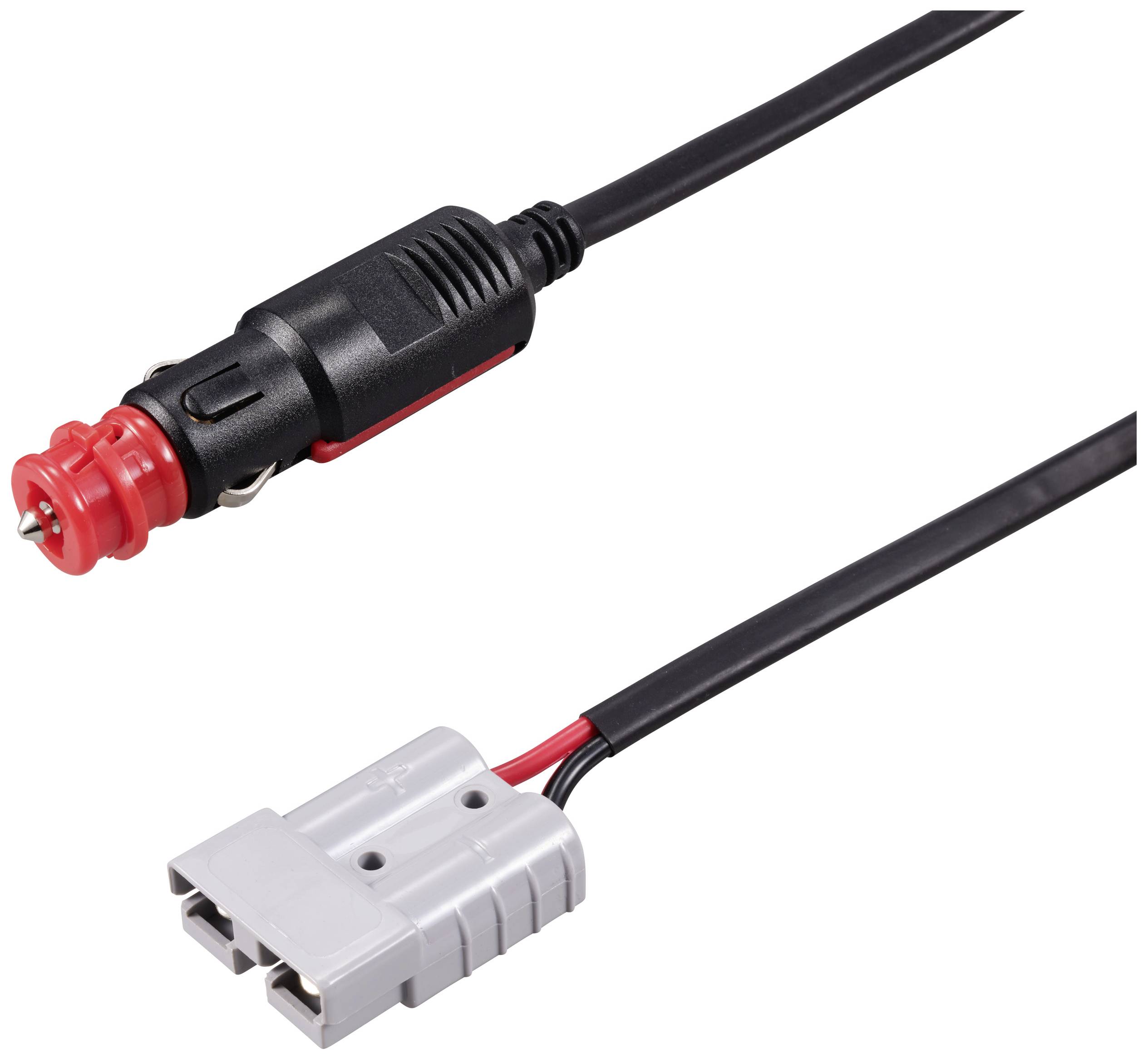 TRU COMPONENTS Hochstrom Batteriesteckverbinder auf KFZ Zigarettenanzünder-Stecker mit Sicherung TC-12195692 Schwarz, Rot Inhalt