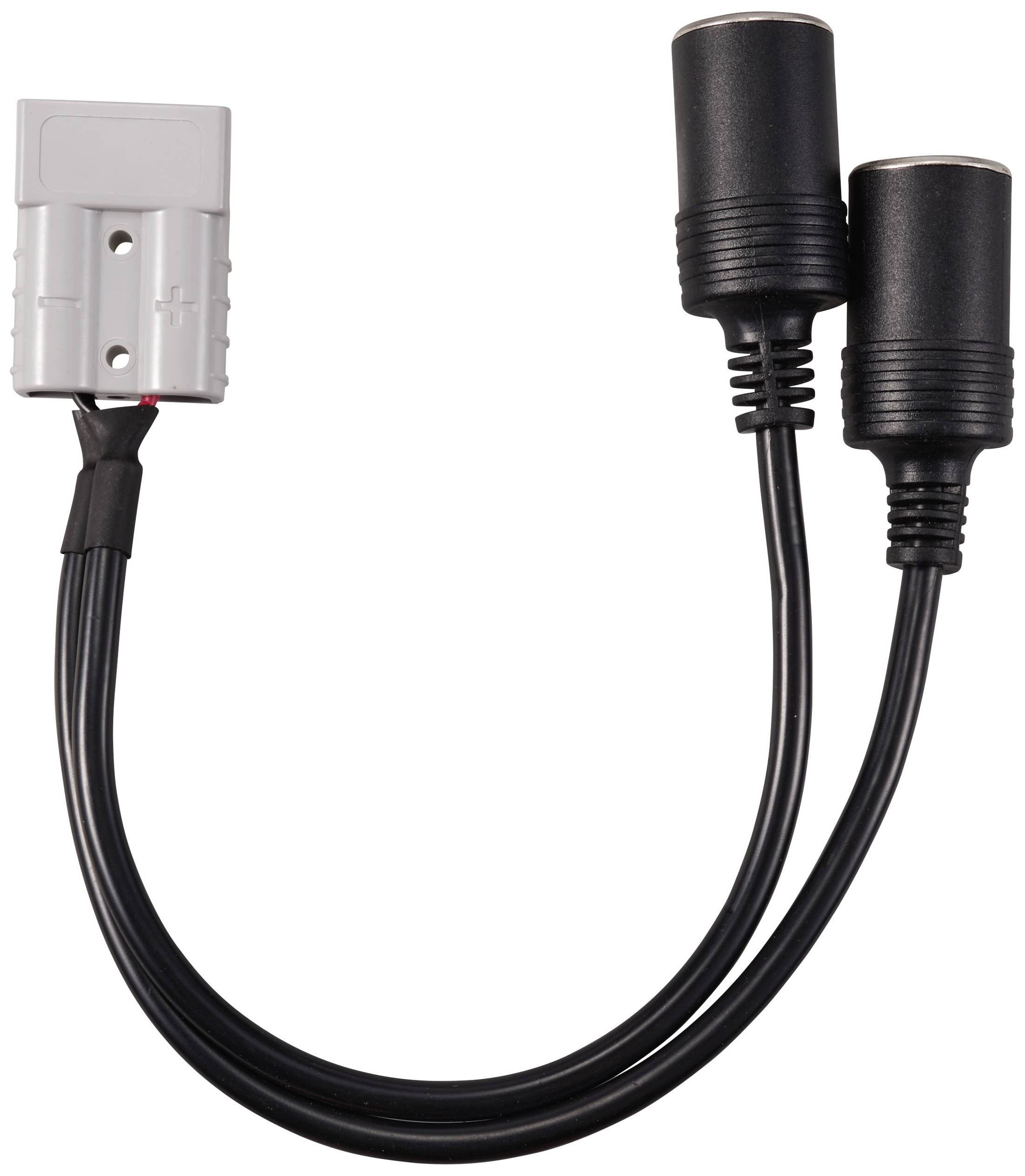 TRU COMPONENTS Hochstrom Batteriesteckverbinder auf 2x KFZ Zigarettenanzünder-Buchse TC-12195700 Schwarz Inhalt: 1St.