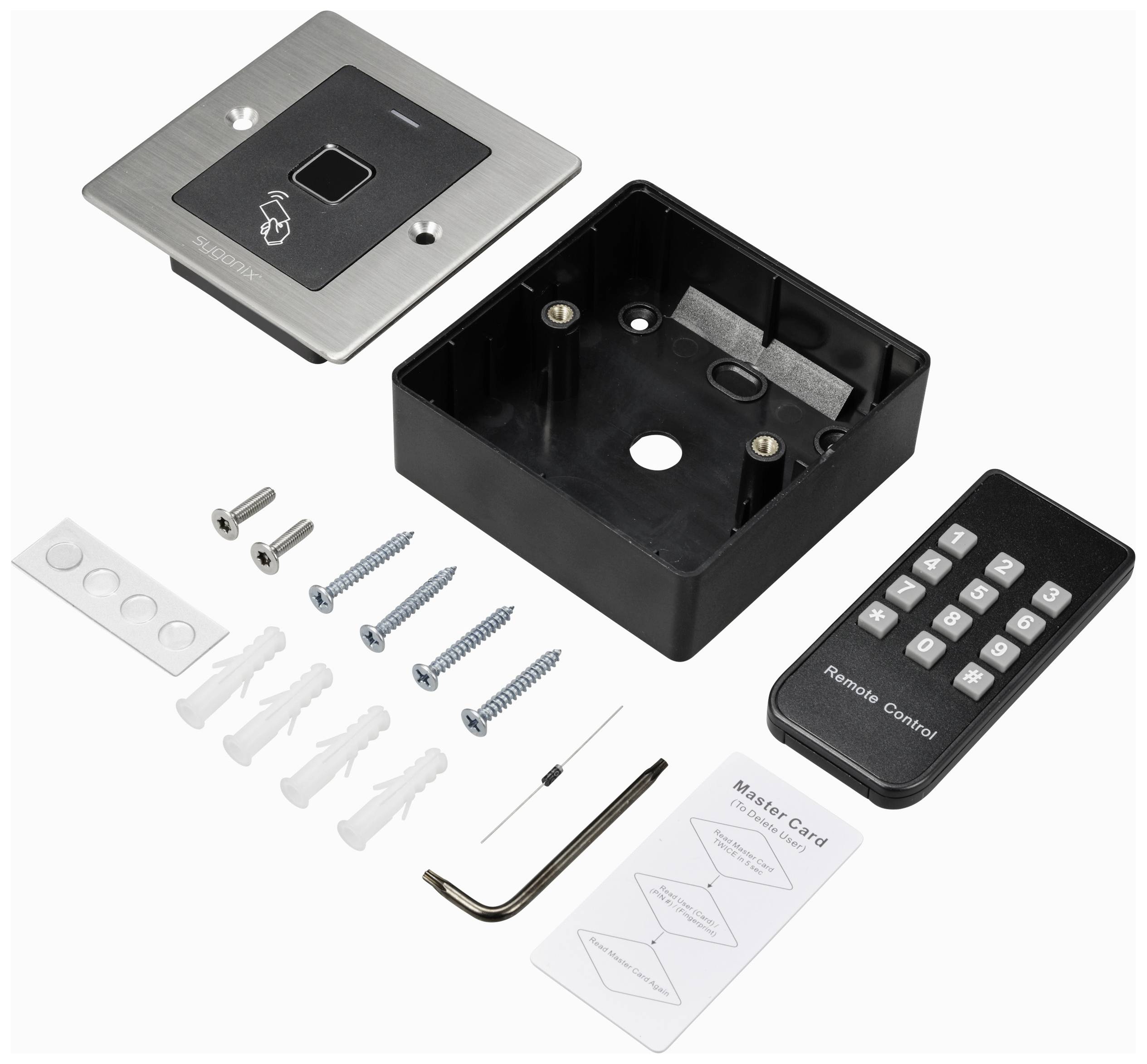 Sygonix SY-6097868 Fingerprint/RFID Zugangssystem Unterputz 12 V/DC, 18 V/DC IP66
