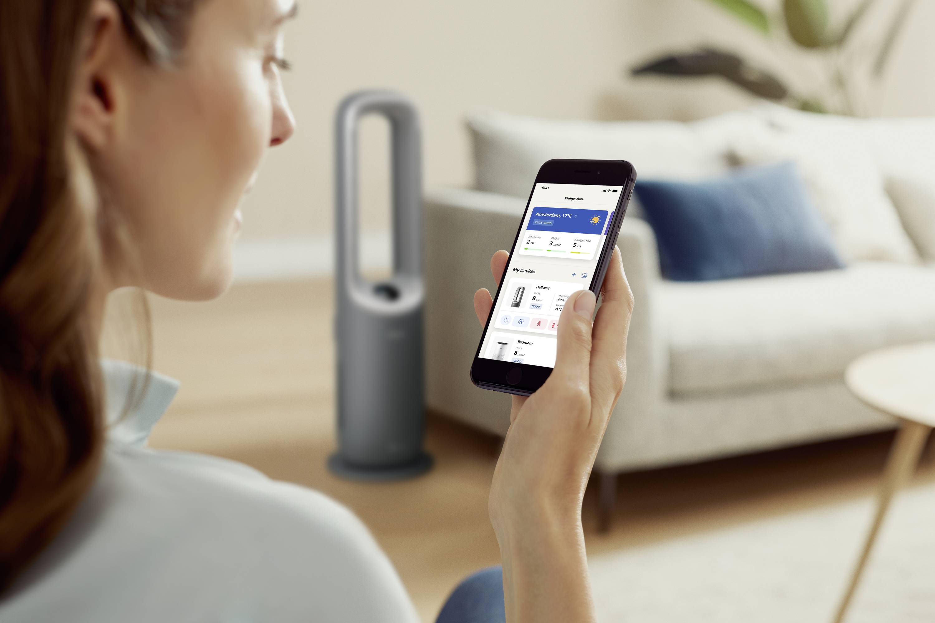 Philips AMF870/15 8000 Series Luftreiniger 70 m² Grau, Silber