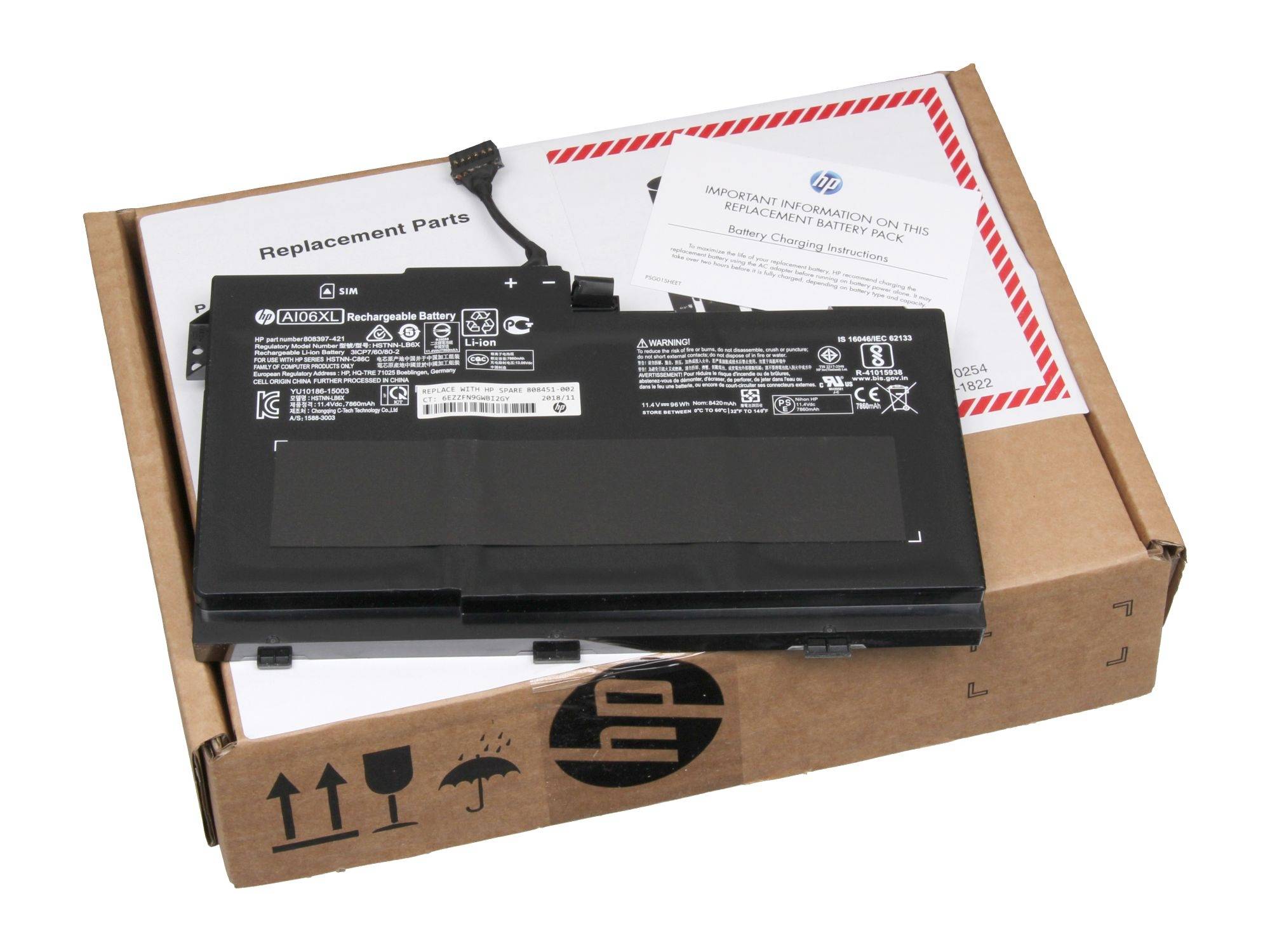HP Notebook-Akku 808451-002 11.4V 8420 mAh