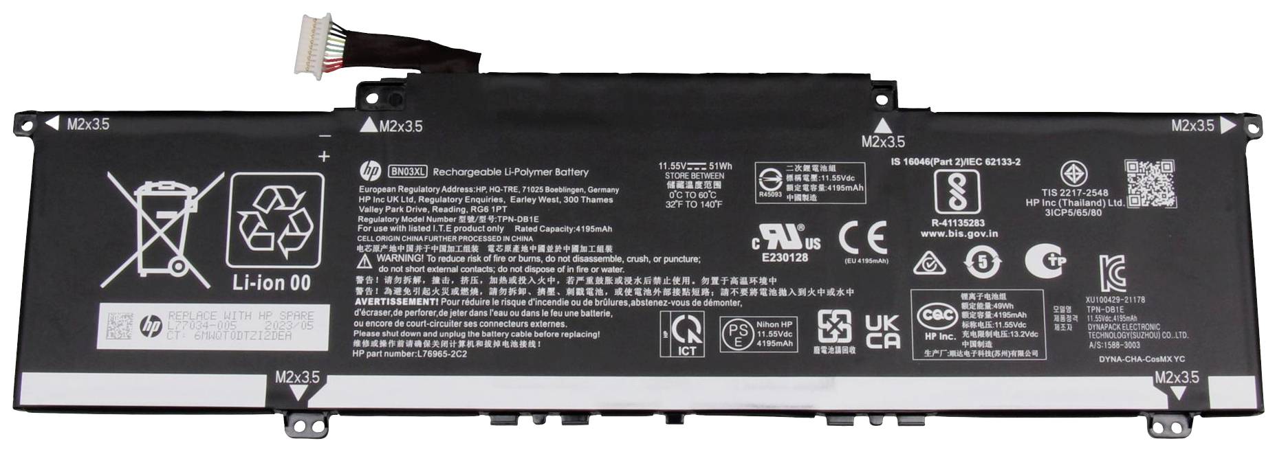 HP Notebook-Akku L77034-005 11.55V 4195 mAh