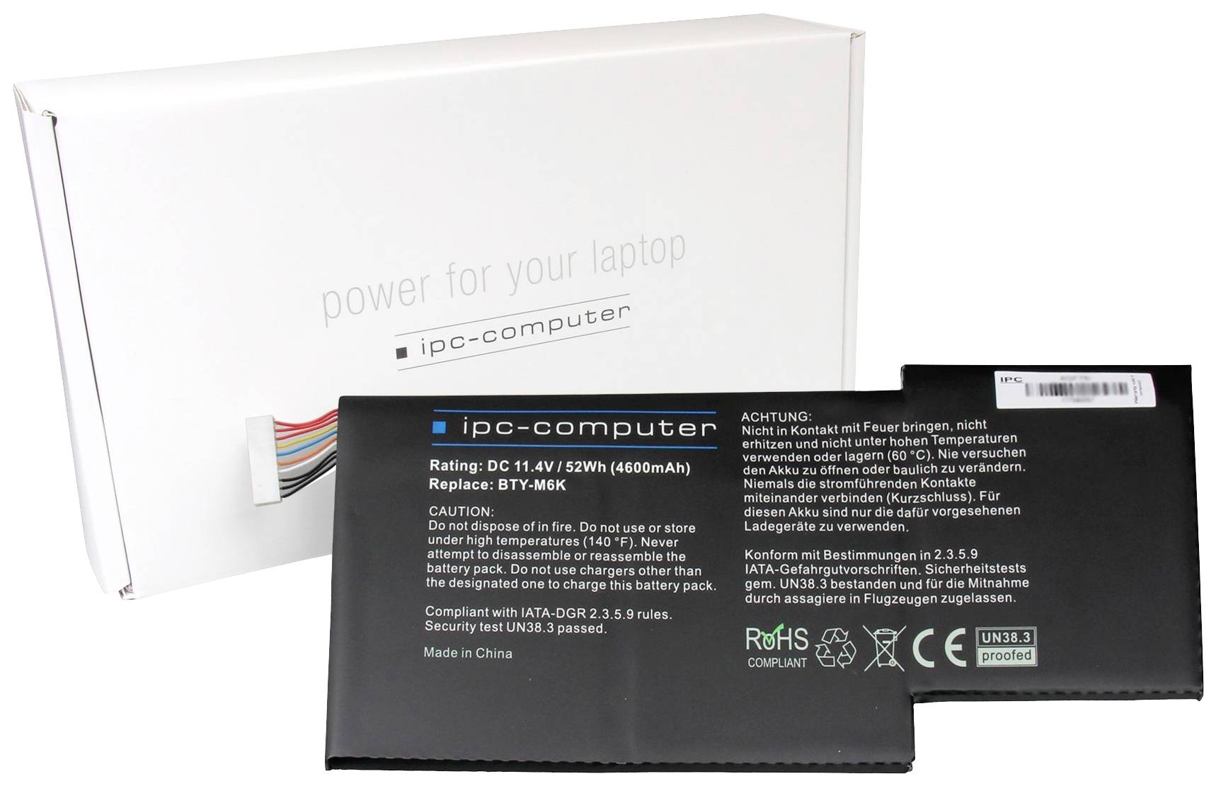 Ipc-computer Notebook-Akku BTY-M6K REPLACE 11.4V 4600 mAh MSI