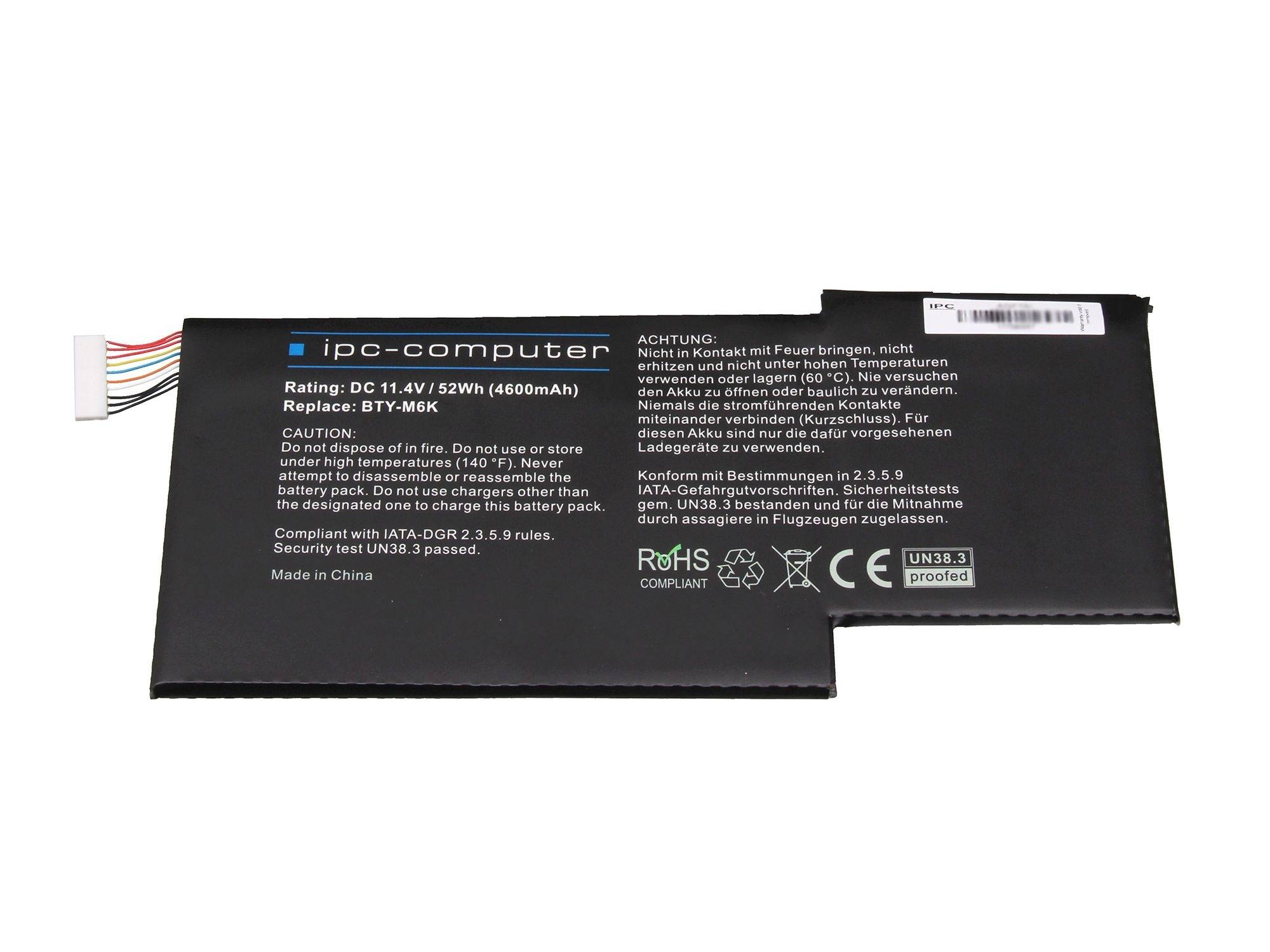 Ipc-computer Notebook-Akku BTY-M6K REPLACE 11.4V 4600 mAh MSI